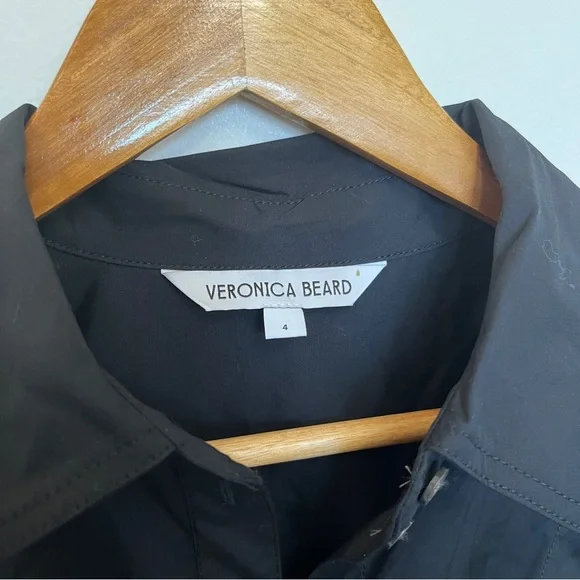 Veronica Beard Goldie Midi Shirtdress in Black Size 4 NWOT - Picture 6 of 8